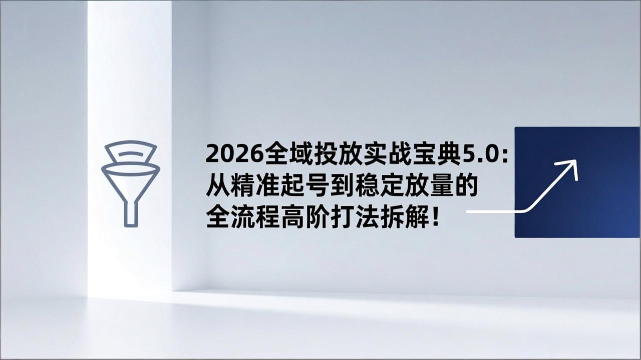 2026全域投放实战宝典5.0：从精准起号到稳定放量的全流程高阶打法拆解！-极光网创