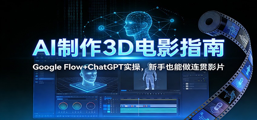 AI制作3D电影指南：Google Flow+ChatGPT实操，新手也能做连贯影片-极光网创