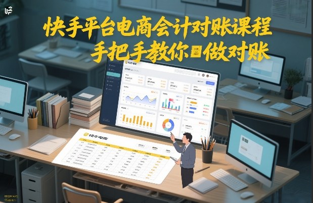 快手平台电商会计对账课程，手把手教你做对账-极光网创