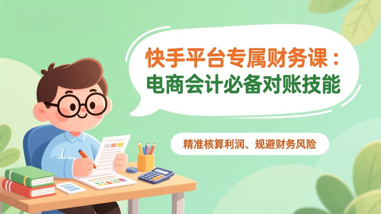 快手平台专属财务课：电商会计必备对账技能，精准核算利润、规避财务风险-极光网创