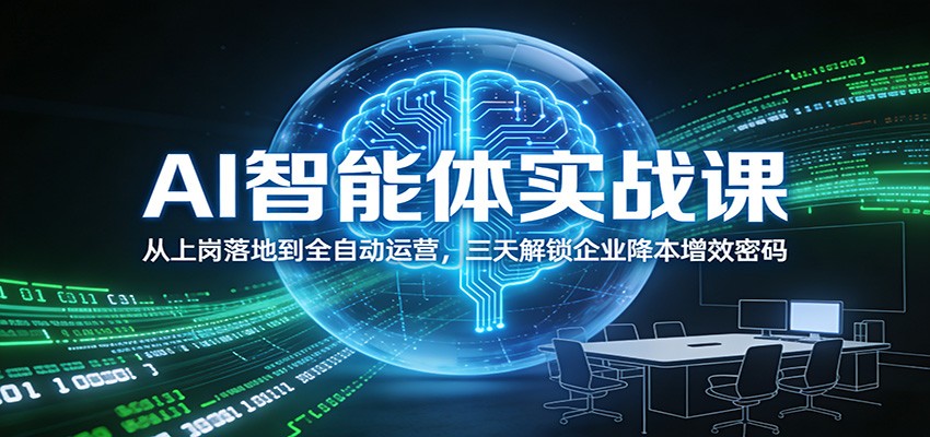 AI智能体实战课:从上岗落地到全自动运营,三天解锁企业降本增效密码-极光网创