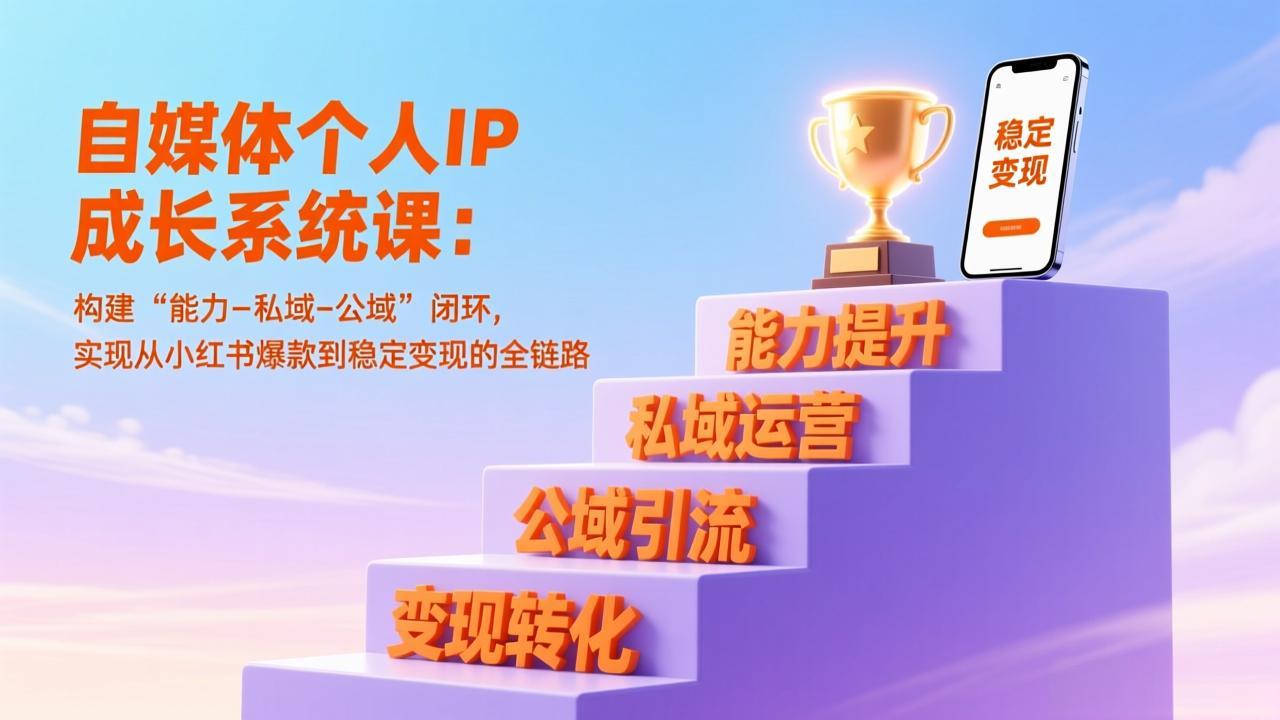 自媒体个人IP成长系统课:构建“能力-私域-公域”闭环,实现从小红书爆款到稳定变现的全链路-极光网创