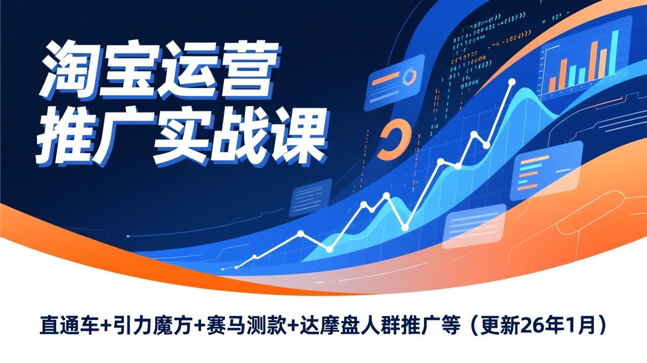 淘宝运营推广实战课,直通车+引力魔方+赛马测款+达摩盘人群推广等(更新26年1月-极光网创