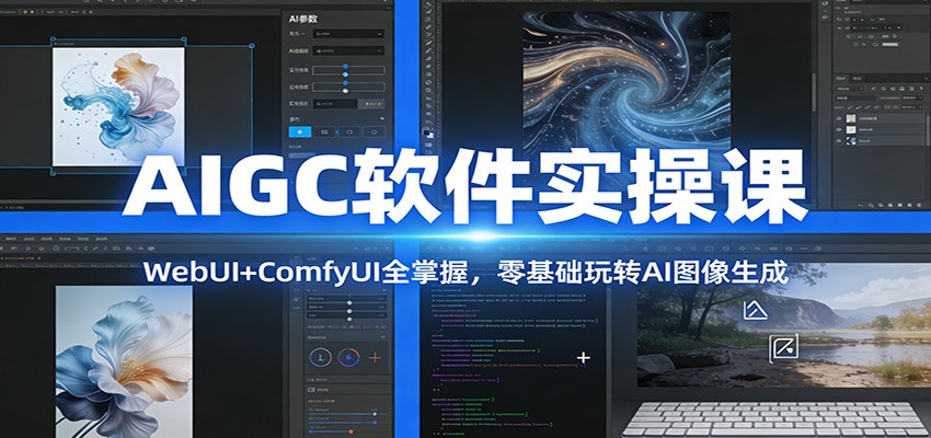 AIGC软件实操课:WebUI+ComfyUI全掌握,零基础玩转AI图像生成-极光网创