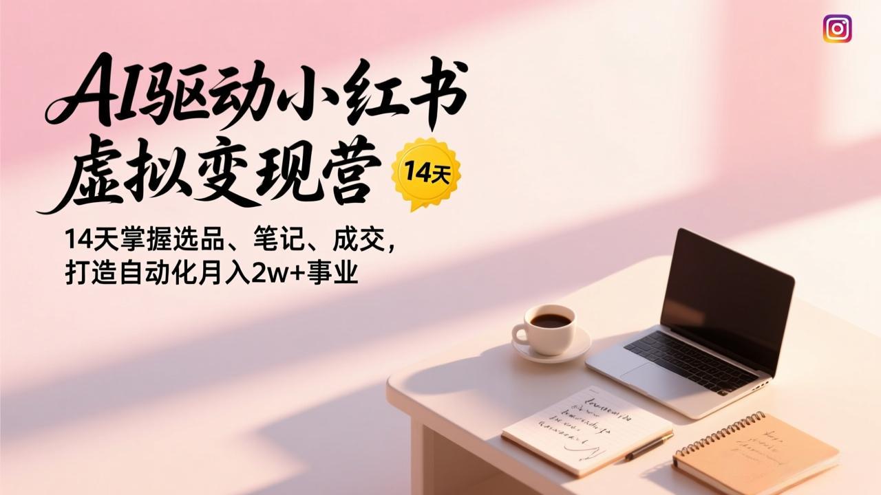 AI驱动小红书虚拟变现营,14天掌握选品、笔记、成交,打造自动化月入2w+事业-极光网创