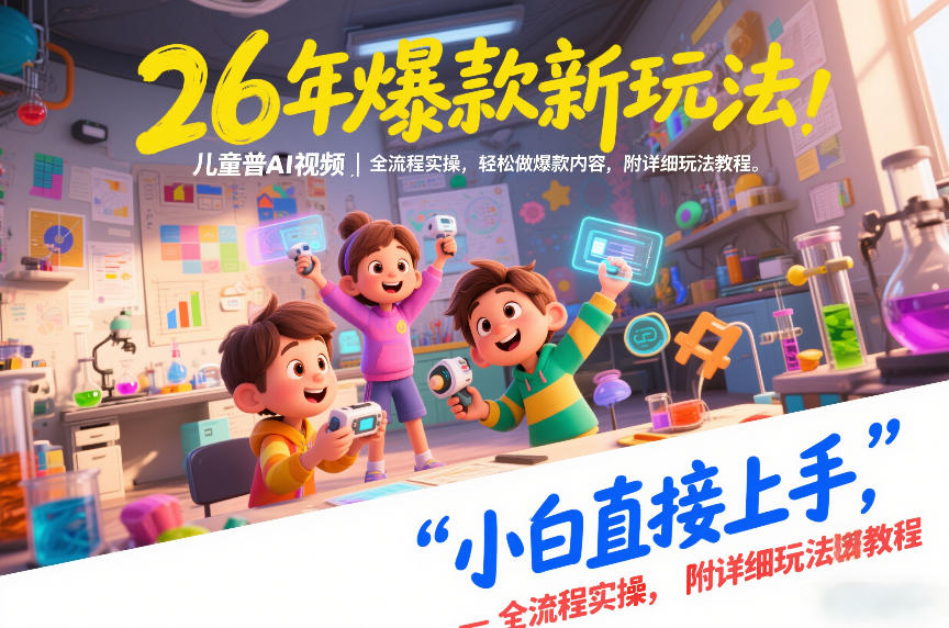 26年爆款新玩法，儿童科普AI视频，全流程实操，轻松做爆款内容，小白直接上手，附详细玩法教程-极光网创