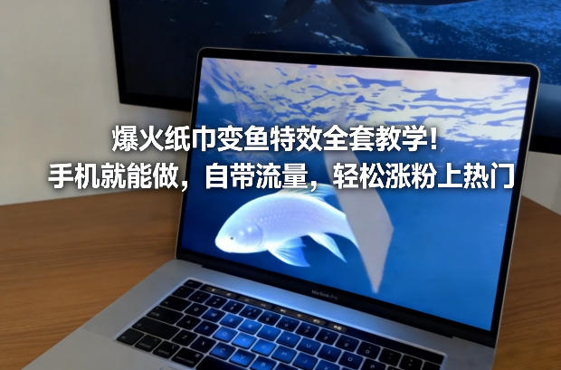 爆火纸巾变鱼特效全套教学！手机就能做，自带流量，轻松涨粉上热门-极光网创