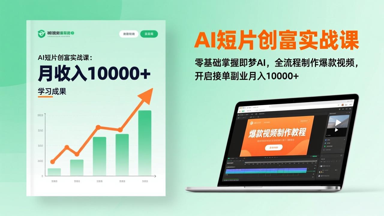 AI短片创富实战课：零基础掌握即梦AI，全流程制作爆款视频，开启接单副业月入10000+(更新-极光网创
