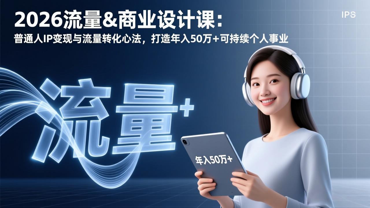 2026流量&商业设计课：普通人IP变现与流量转化心法，打造年入50万+可持续个人事业-极光网创