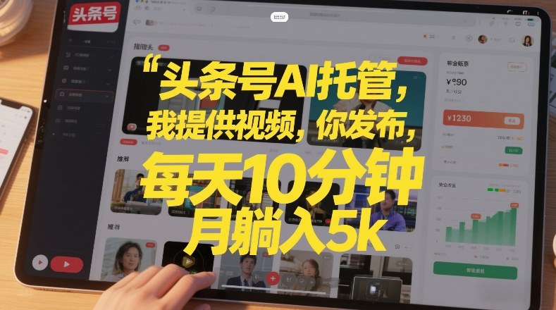 头条号AI托管，我提供视频，你发布，每天10分钟，月躺入5k+【揭秘】-极光网创