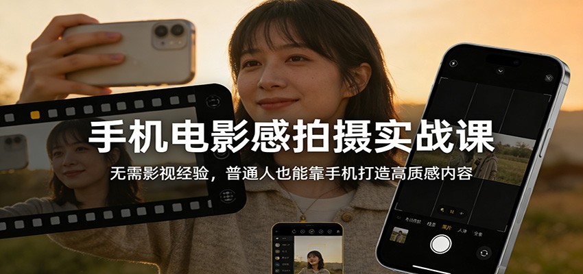手机电影感拍摄实战课：无需影视经验，普通人也能靠手机打造高质感内容-极光网创