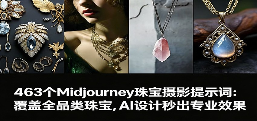 463个Midjourney珠宝摄影提示词：覆盖全品类珠宝，AI设计秒出专业效果-极光网创