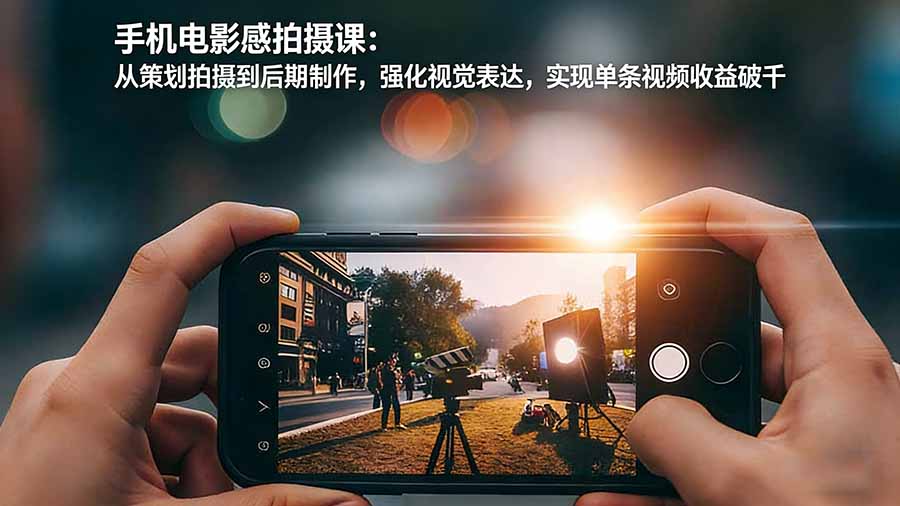 手机电影感拍摄课：从策划拍摄到后期制作，强化视觉表达，实现单条视频收益破千-极光网创