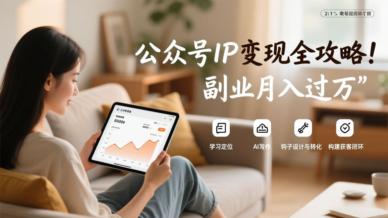 公众号IP变现全攻略，学习定位、AI写作、钩子设计与转化，构建获客闭环，副业月入过万-极光网创