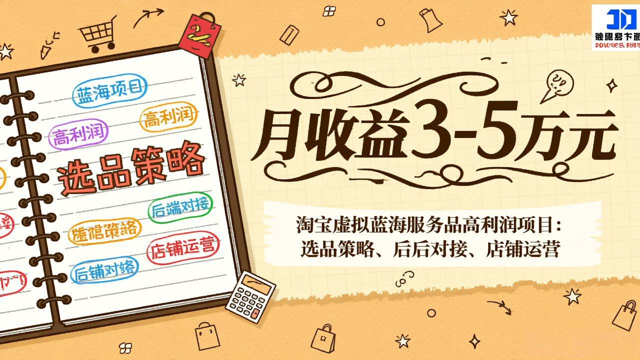淘宝虚拟蓝海服务品高利润项目：选品策略、后端对接、店铺运营，月收益可达3-5万元-极光网创
