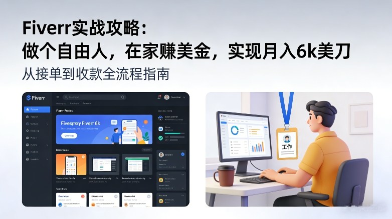Fiverr实战攻略，做个自由人，在家賺美金，实现月入6k美刀-极光网创