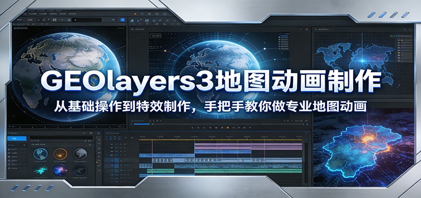 GEOlayers3地图动画制作：从基础操作到特效制作，手把手教你做专业地图动画-极光网创