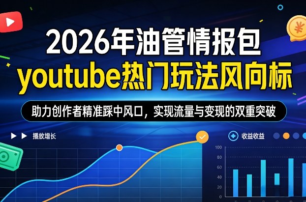 2026年油管情报包，youtube热门玩法风向标，助力创作者精准踩中风口，实现流量与变现的双重突破-极光网创
