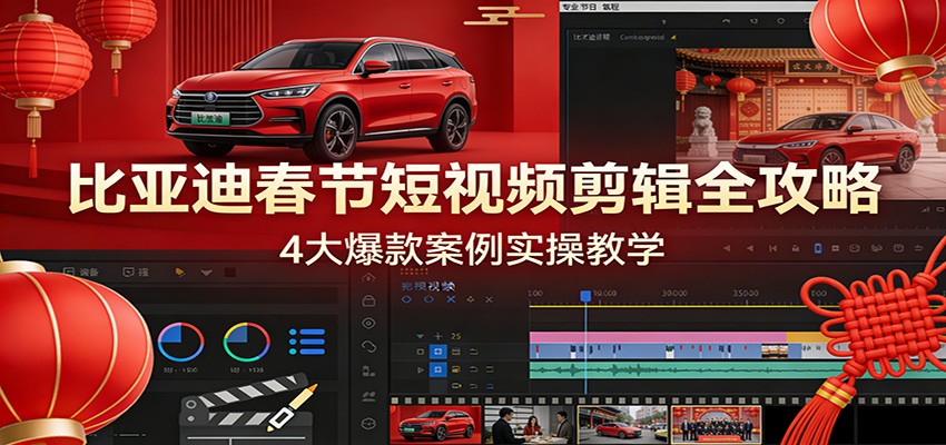 比亚迪春节短视频剪辑全攻略，4大爆款案例实操教学-极光网创