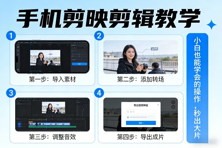 手机剪映剪辑教学，小白也能学会的操作，秒出大片-极光网创
