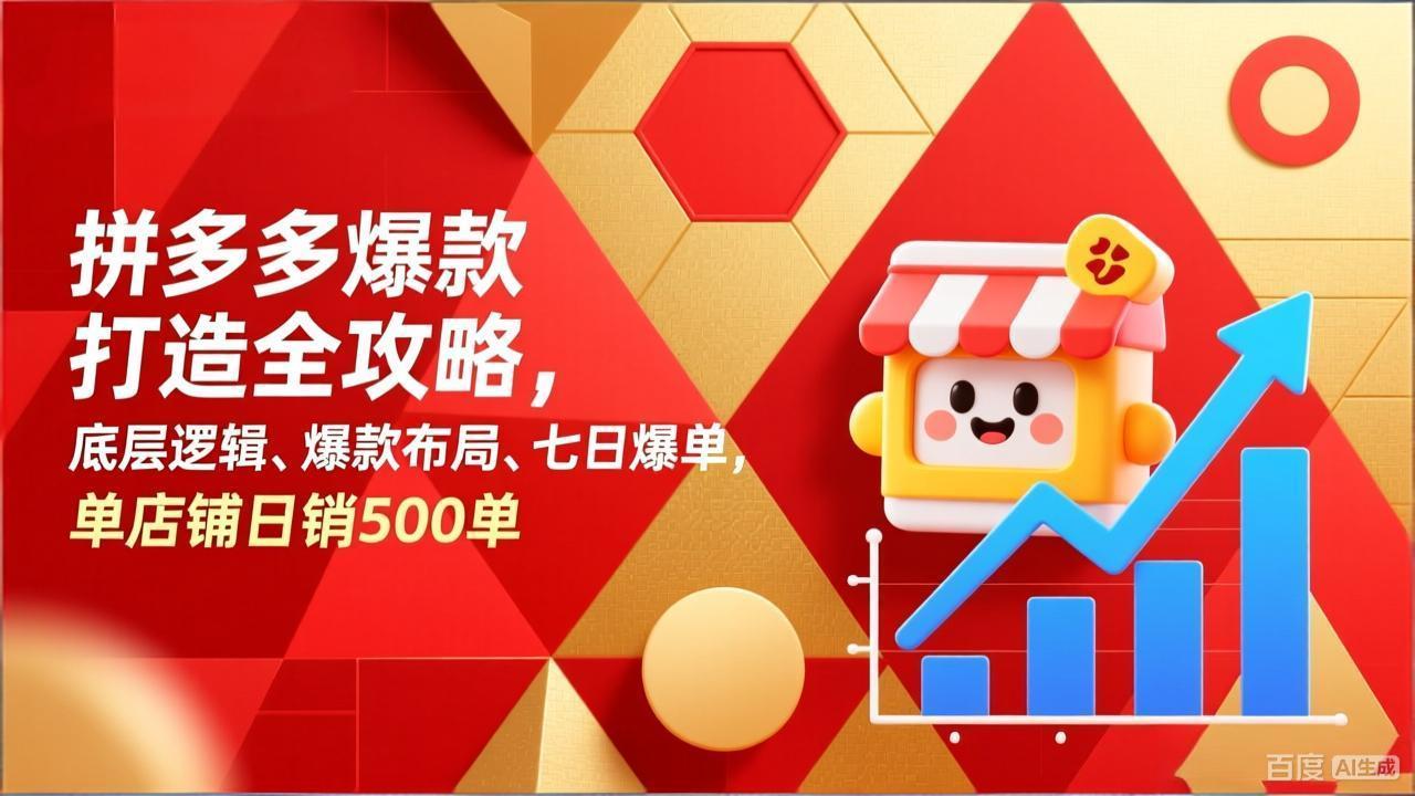 拼多多爆款打造全攻略，底层逻辑、爆款布局、七日爆单，单店铺日销500单-极光网创