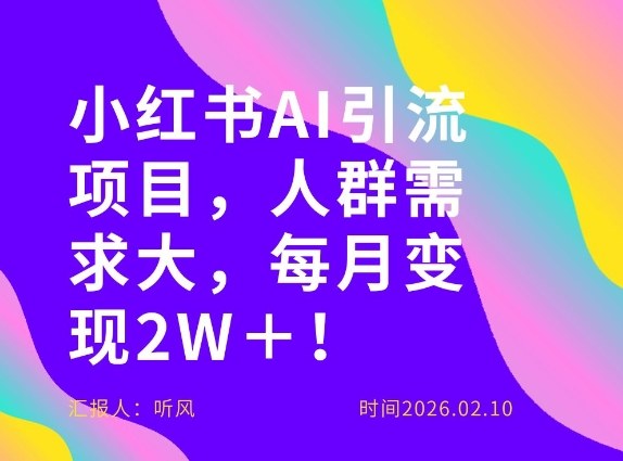 她通过这个AI项目每月做到2W＋的收入，最新小红书AI项目，人群需求大！-极光网创