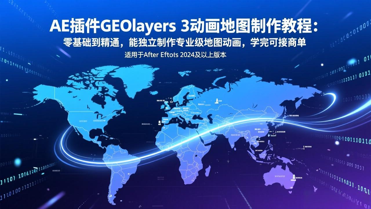 AE插件GEOlayers 3动画地图制作教程：零基础到精通，能独立制作专业级地图动画，学完可接商单-极光网创