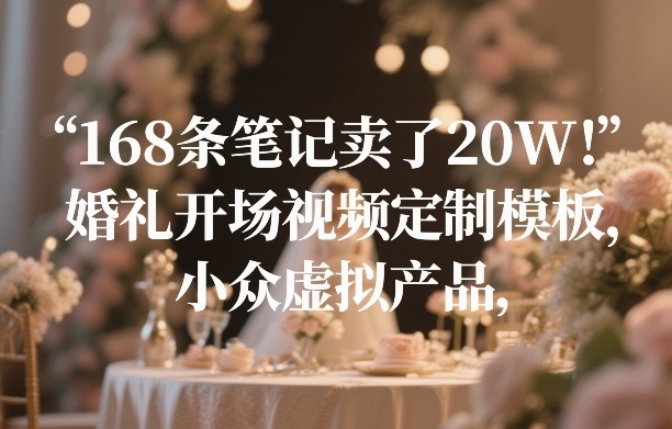 168条笔记卖了20W！婚礼开场视频定制模板，小众虚拟产品-极光网创