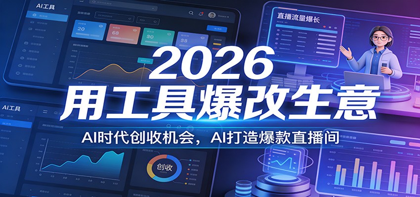 2026用工具爆改生意，AI时代创收机会，AI打造爆款直播间-极光网创