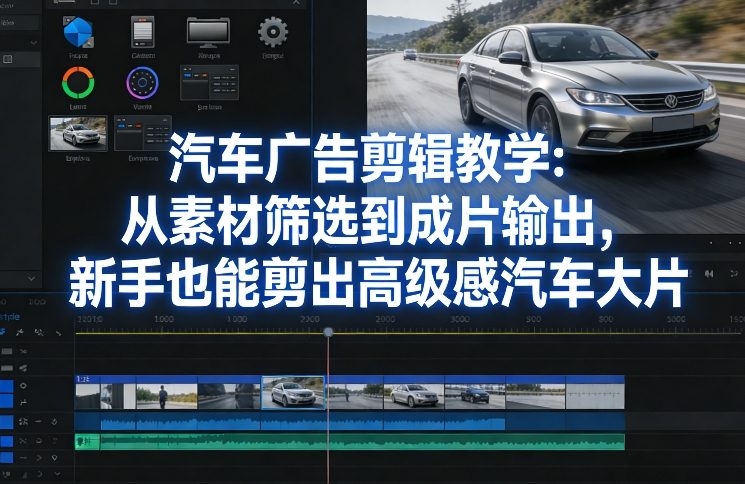 汽车广告剪辑教学：从素材筛选到成片输出，新手也能剪出高级感汽车大片-极光网创