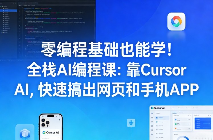 零编程基础也能学！全栈AI编程课：靠Cursor AI，快速搞出网页和手机APP-极光网创