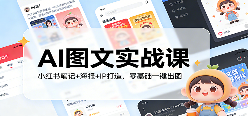 AI图文实战课：小红书笔记+海报+IP打造，零基础一键出图-极光网创