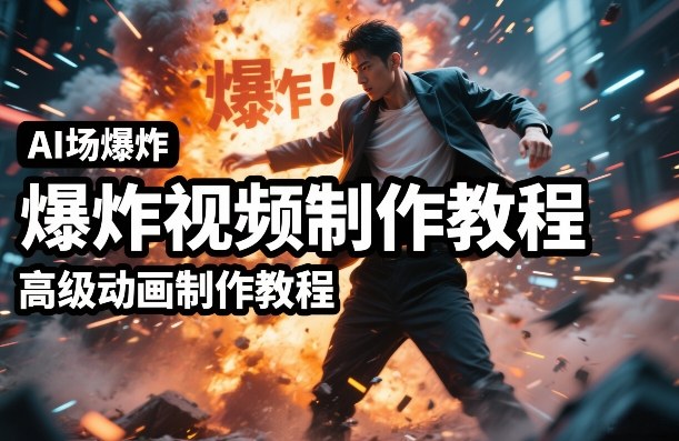 AI场景爆炸视频制作教程，利用人物实拍视频制作出高级的动画特效-极光网创