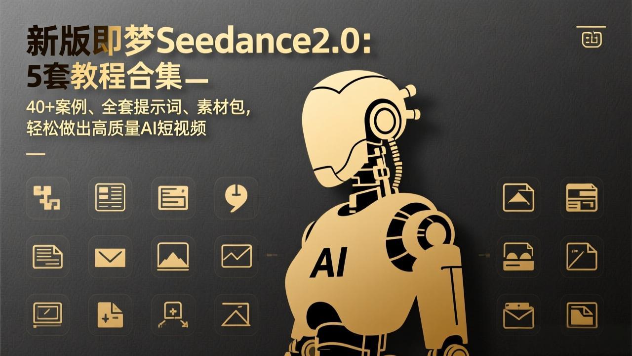 新版即梦Seedance2.0：5套教程合集，40+案例、全套提示词、素材包，轻松做出高质量AI短视频-极光网创
