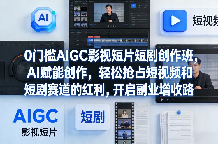 0门槛AIGC影视短片短剧创作班，AI赋能创作，轻松抢占短视频和短剧赛道的红利，开启副业增收路-极光网创