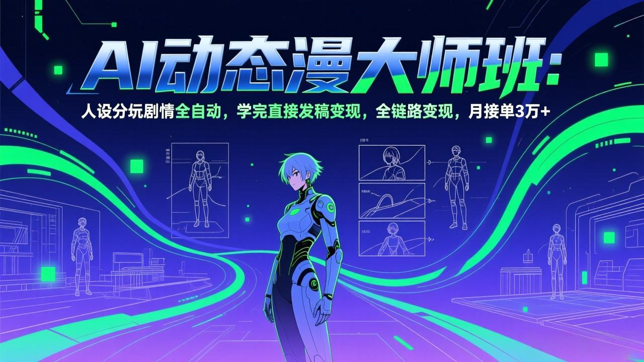 AI动态漫剧大师班：人设分镜剧情全自动，学完直接发稿变现，全链路变现，月接单3万+-极光网创