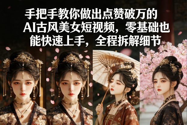 手把手教你做出点赞破万的AI古风美女短视频，零基础也能快速上手，全程拆解细节-极光网创