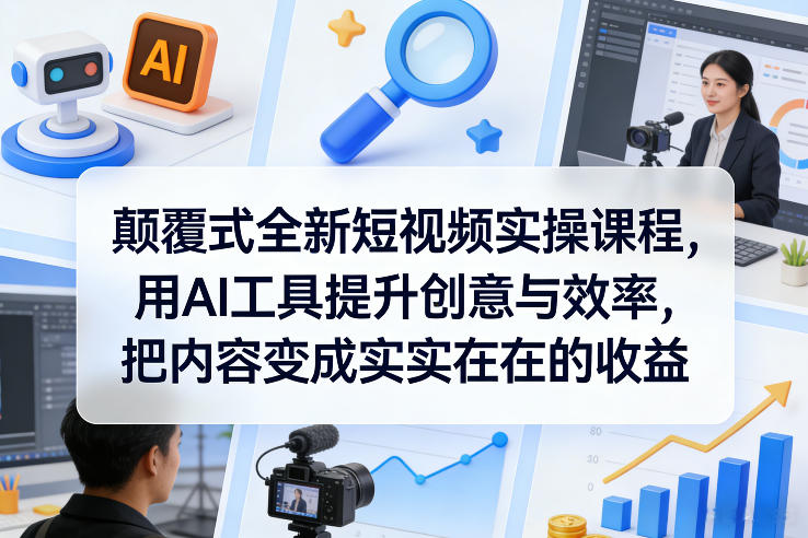 颠覆式全新短视频实操课程,用AI工具提升创意与效率,把内容变成实实在在的收益-极光网创