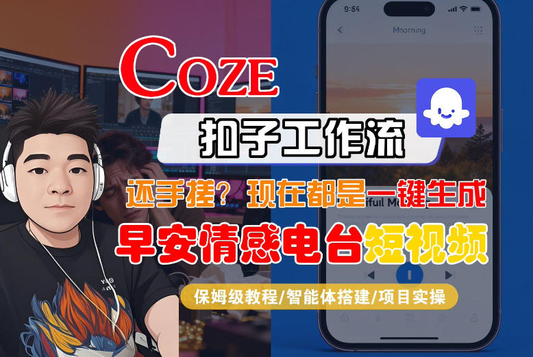 【Coze工作流搭建实操教程】【coze】早安情感电台日签视频还在手动做？用扣子工作流自动生成，省时90%-极光网创