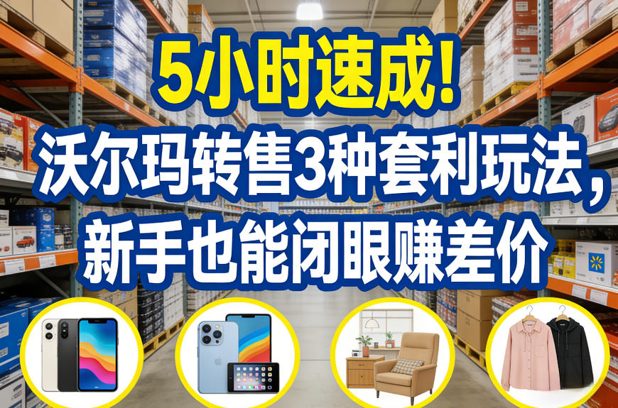 5小时速成！沃尔玛转售3种套利玩法，新手也能闭眼賺差价-极光网创