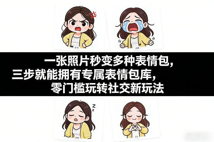 一张照片秒变多种表情包，三步就能拥有专属表情包库，零门槛玩转社交新玩法【文档】-极光网创