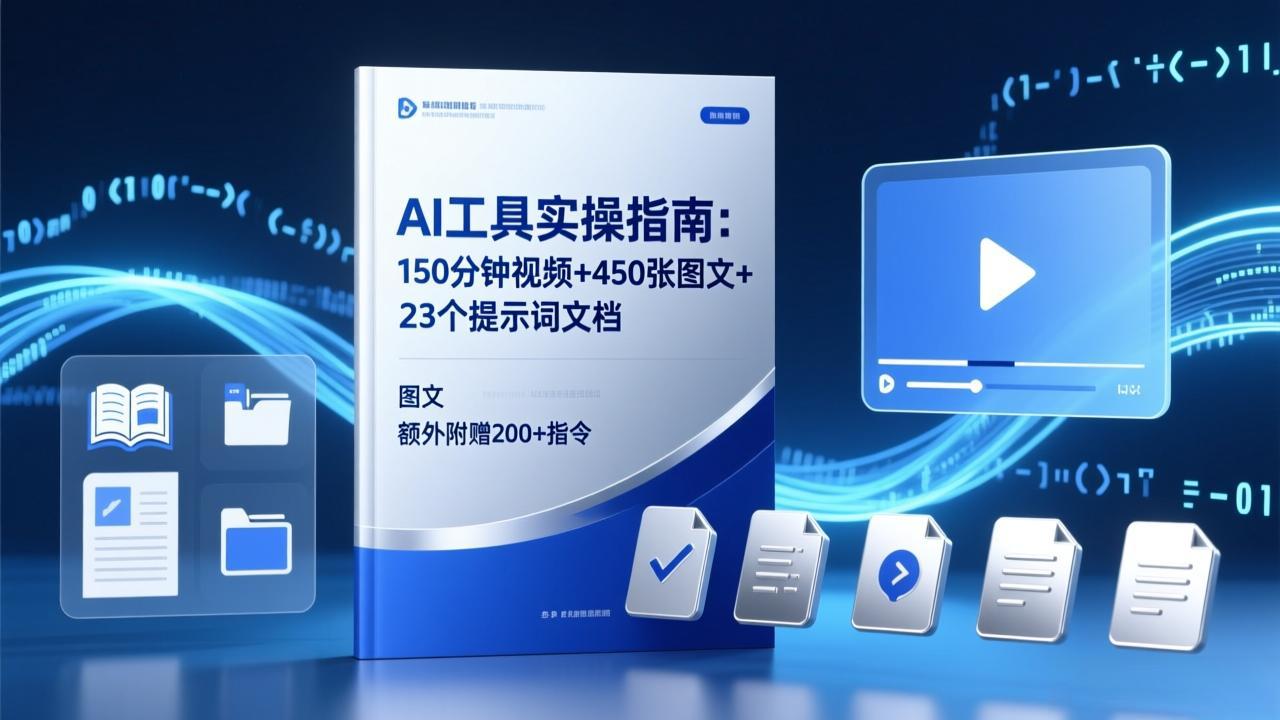 AI工具实操指南:150分钟视频+450张图文+23个提示词文档,额外附赠200+指令-极光网创