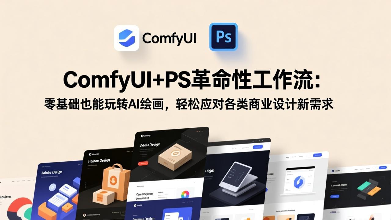 ComfyUI+PS革命性工作流：零基础也能玩转AI绘画，轻松应对各类商业设计新需求-极光网创