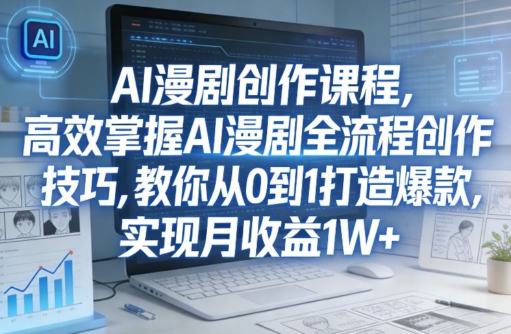 某社群AI漫剧创作课程，高效掌握AI漫剧全流程创作技巧，教你从0到1打造爆款，实现月收益1W+-极光网创