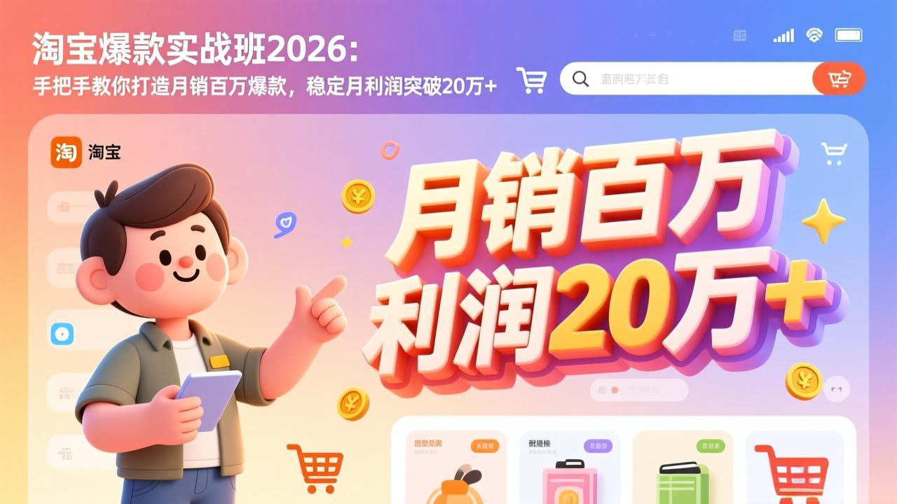淘宝爆款实战班-2026年3月更新：手把手教你打造月销百万爆款，稳定月利润突破20万+-极光网创