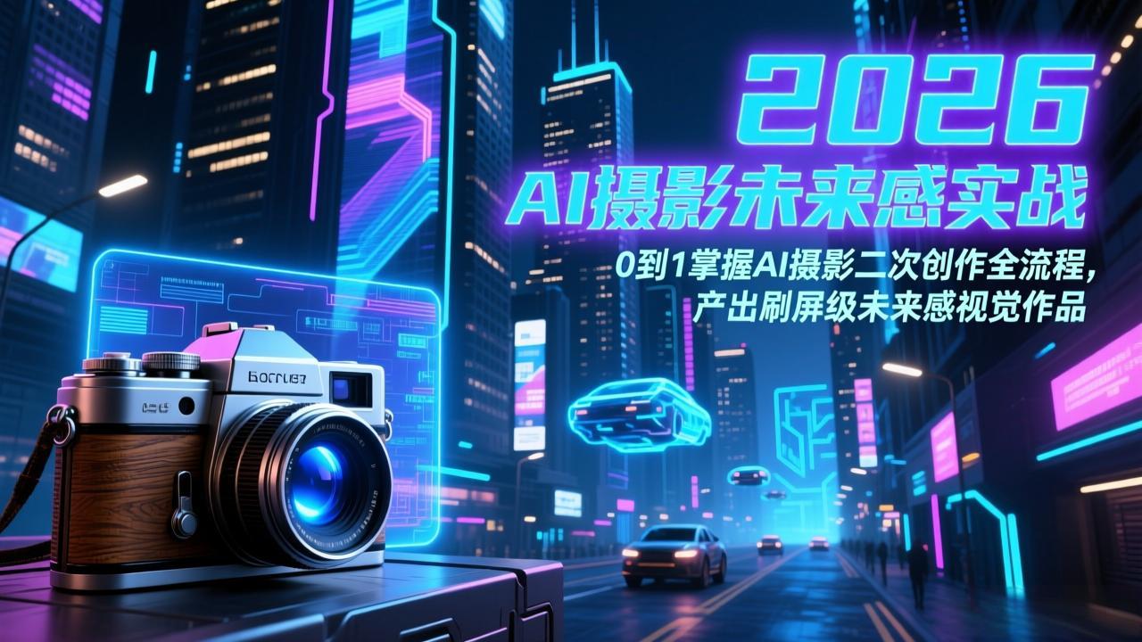 2026 AI摄影未来感实战：0到1掌握AI摄影二次创作全流程，产出刷屏级未来感视觉作品-极光网创