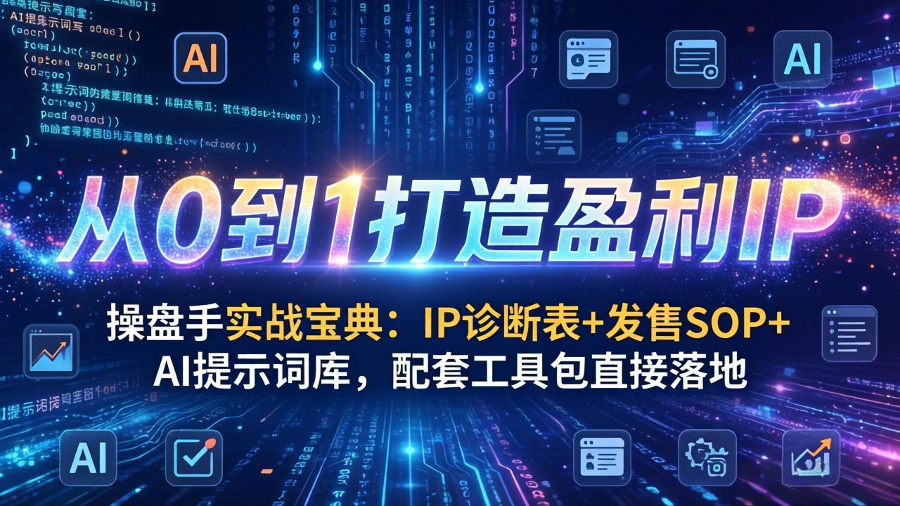 操盘手实战宝典：IP诊断表+发售SOP+AI提示词库，配套工具包直接落地，从0到1打造盈利IP-极光网创