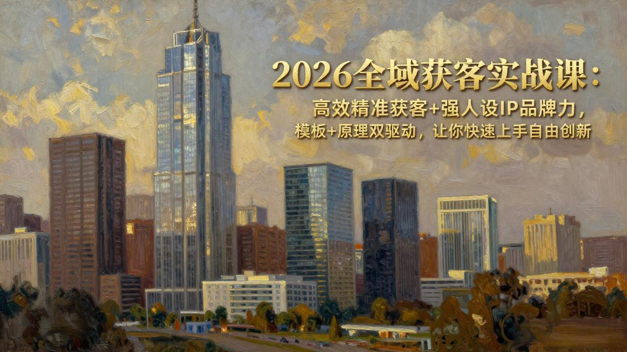 2026全域获客实战课：高效精准获客+强人设IP品牌力，模板+原理双驱动，让你快速上手自由创新-极光网创