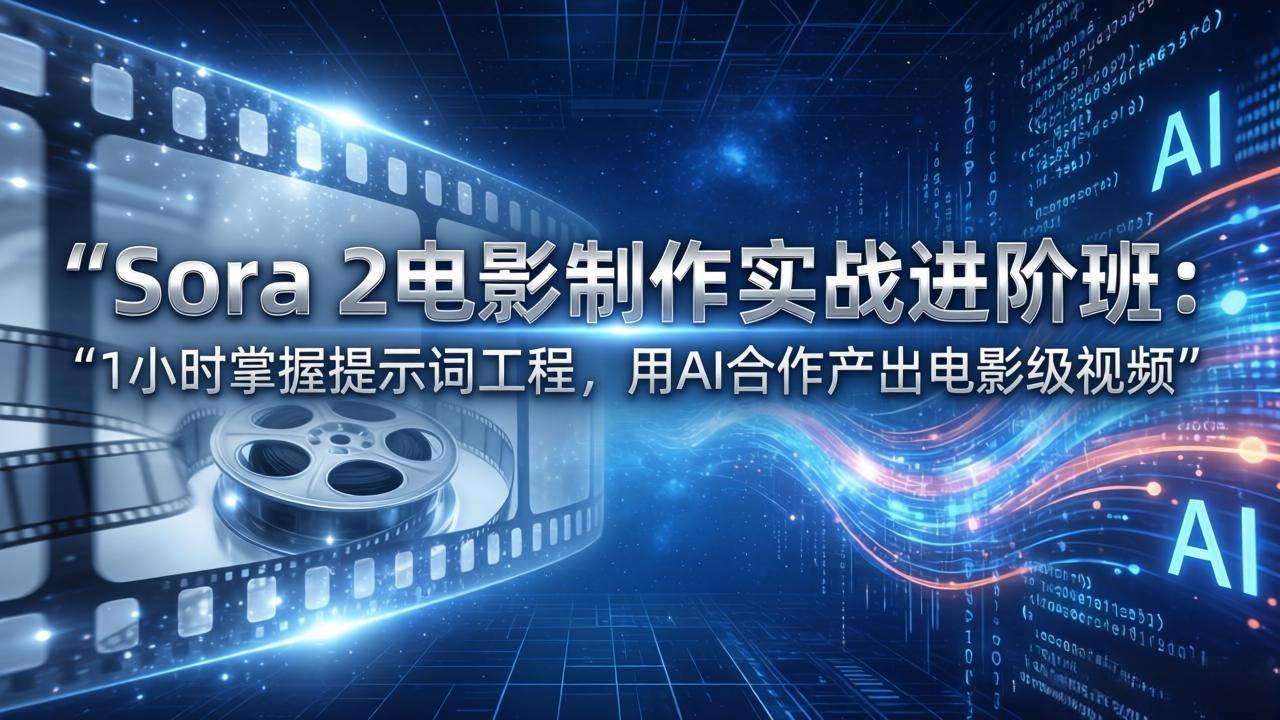 Sora 2电影制作实战进阶班：1小时掌握提示词工程，用AI合作产出电影级视频-极光网创