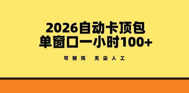 2026自动卡顶包玩法,单窗口一小时100+,可矩阵操作,无需人工【揭秘】-极光网创